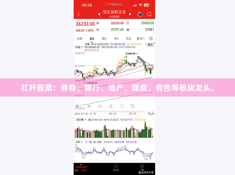 杠杆股票：券商、银行、地产、煤炭、有色等板块龙头。